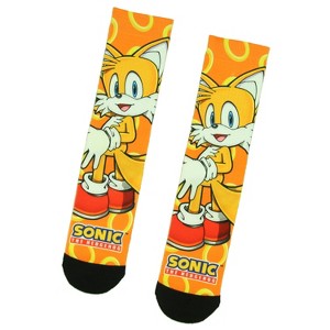 Sonic The Hedgehog Tails Character And Gold Rings Sublimated Crew Socks - 1 of 4