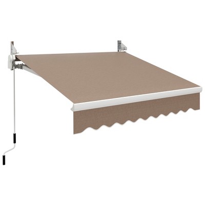 Outsunny Manual Retractable Awning Sun Shade Shelter for Patio Deck Yard with UV Protection and Easy Crank Opening