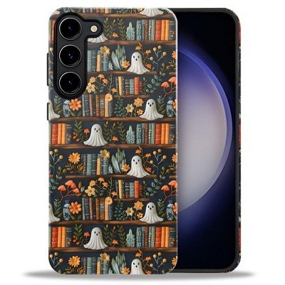 BONGEEK Case Compatible with Samsung Galaxy S23,Scratch Resistant Hybrid 2-Layer Hard Shell Bright Phone Case, Bookshelf Halloween
