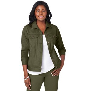 Jessica London Women's Plus Size Classic Cotton Denim Jacket - 1 of 4