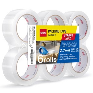 deli Heavy Duty Packing Tape, for Shipping Packaging Moving Sealing, Clear, 2.7mil Thick, 1.88/2 inches Wide, 65 Yards Per Roll - 1 of 4