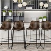 Tangkula Set of 4 Bar Stool Faux Suede Upholstered Kitchen Dining Chair w/Metal Legs Grey/Brown - 2 of 4