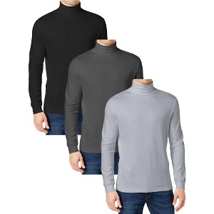 Galaxy By Harvic Men's Long Sleeve Turtle Neck T-Shirt-3 Pack - 1 of 4