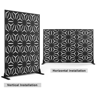 Dovelina Black Metal Freestanding Outdoor Privacy Screen 72" x 47"