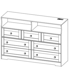 7-Drawer Dresser with Charging Station & LED Lights, Wood Storage Organizer with 2 Open Compartments for Bedroom, Nursery, Entryway, Black - 1 of 1