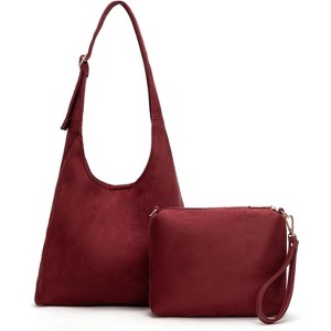 Hobo Bags Purse for Women Ultra Soft Foldable Shoulder Slouchy Handbags with Cosmetic bag - 1 of 4