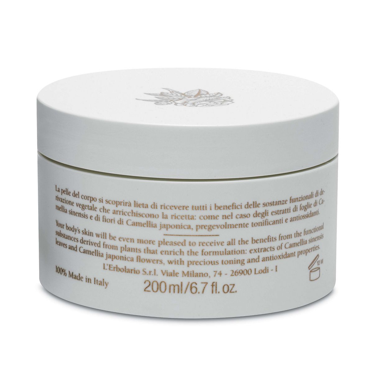 L'Erbolario Camelia Body Cream - Body Cream for Dry Skin - 6.7 oz - thumbnail 2
