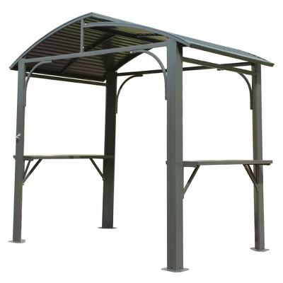 Cuschoice Grill Canopy for Outdoor Grill w/Double Galvanized Steel Roof and 2 Side Shelves, BBQ Gazebo Grill Tent for Patio Garden Backyard