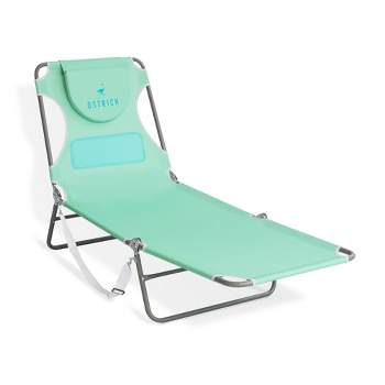 Ostrich Ladies Comfort Lounger with Chest Support, Portable Reclining Outdoor Patio Beach Lawn Camping Pool Tanning Chair, Teal