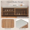 PAGED Retro Storage Bench with Sliding Door, Classic Shutter Ottoman with Storage, Shoe Bench with Cushion & Adjustable Shelf, Entryway Bench - 4 of 4
