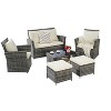 CAVINAS 6-Piece Patio Seating Sets, with Acacia Wood Cool Bar Table with Ice Bucket, Deep Seat Patio Conversation Set with Two Stools, Dark Gray - 4 of 4