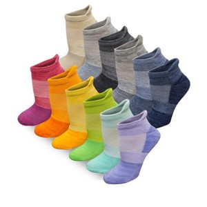 Tipi Toe Women's 12-Pairs Vibrant Solid Light Colored Toe Heel Contrast Low Cut Athletic Sport Peformance Socks - 1 of 1