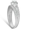 Pompeii3 1/2 Ct Halo Round Diamond Vintage Engagement Wedding Ring Set 10k White Gold - 3 of 4