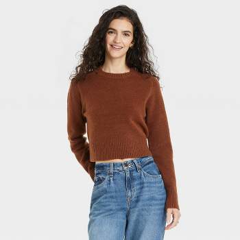 Women's Crewneck Tunic Pullover Sweater - A New Day™ Brown Xxl : Target