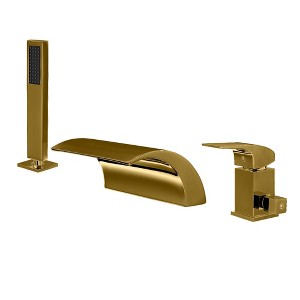CASAINC Single Handle Roman Tub Faucet with Waterfall Spout and Hand Shower Matching  Pop Up Drain - 1 of 4