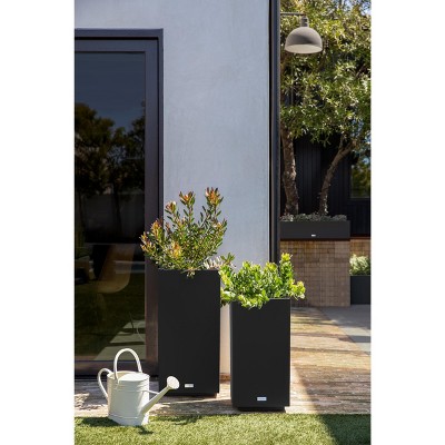 Black Tall Rectangular Plastic Outdoor Planter