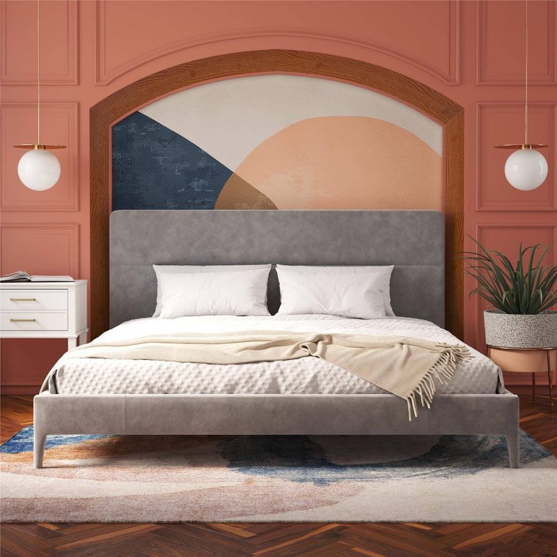 Westerleigh Upholstered Platform Bed with Minimalist Tufted Headboard Light Gray - CosmoLiving by Cosmopolitan, 4 of 12
