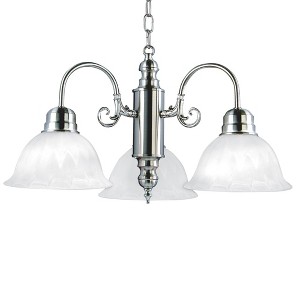 Yosemite Home Decor 1433-3SN Manzanita 3 Light Chandelier, Frosted White Marble Glass Shades, Satin Nickel Finished Frame - 1 of 3