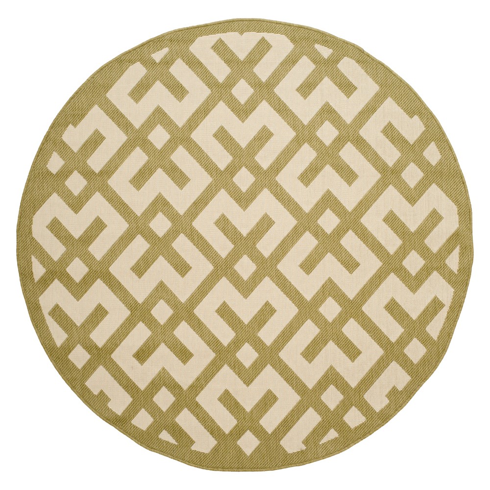 5'3in Round Claudette Patio Rug Beige/Green - Safavieh