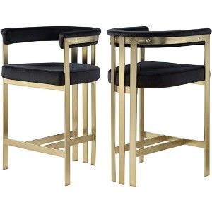 Meridian Furniture,Marcello Black Velvet Counter Stool, Set of 2 - 1 of 4