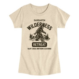 Girls' - Instant Message - Sasquatch Wilderness Retreat Fitted Short Sleeve Graphic T-Shirt - 1 of 4