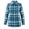 Collections Etc Pintuck & Plaid Flannel Button Front Long Sleeve Shirt Large Women Purple Multi - 2 of 4