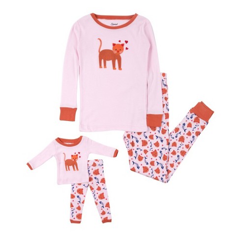 Leveret Girls And Doll Cotton Pajamas Kitten 4 Year : Target