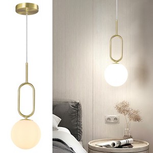 POWLIG Modern Gold Pendant Light with Adjustable Height - 5.51 Inch 1-Light Dimmable Ceiling Fixture - 1 of 4