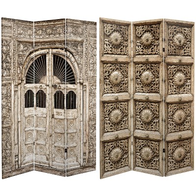 6" Double Sided Stone Doorway Canvas Room Divider Gray - Oriental Furniture