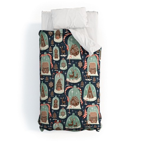 Heather Dutton Gingerbread Village Blue Comforter + Pillow Sham(s) - Deny Designs - image 1 of 3