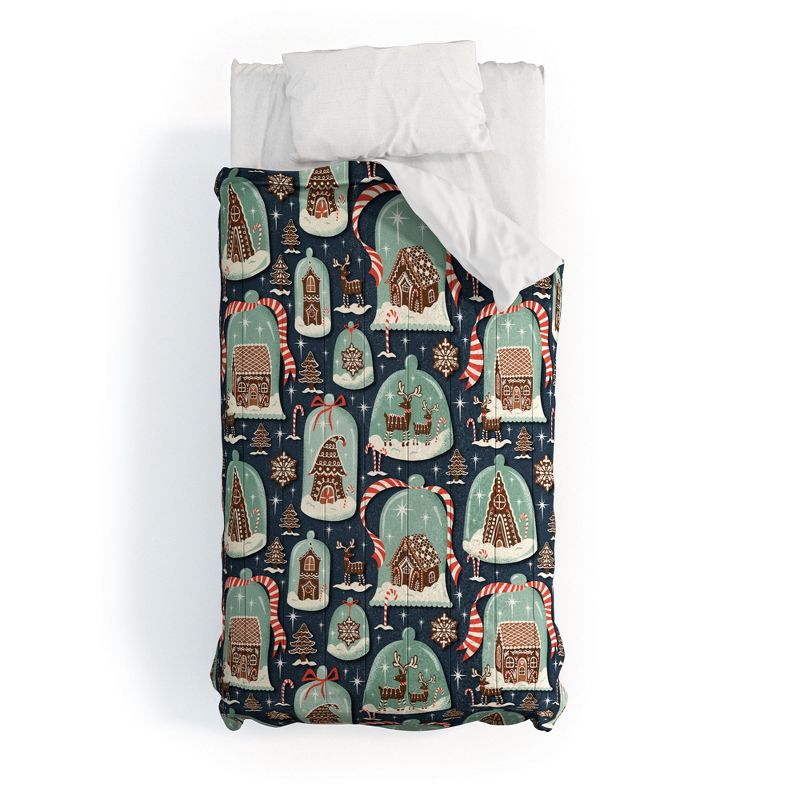 Heather Dutton Gingerbread Village Blue Comforter + Pillow Sham(s) - Deny Designs, 1 of 4