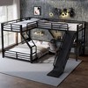 L-Shaped Twin XL over Queen Bunk Bed with Twin Size Loft Bed, Metal Triple Bunk Bed with Slide and USB Ports, Black - 2 of 4