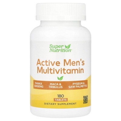 Super Nutrition Active Men's Multivitamin with Panax Ginseng Extract, Maca, Saw Palmetto, and Tribulus, 180 Tablets