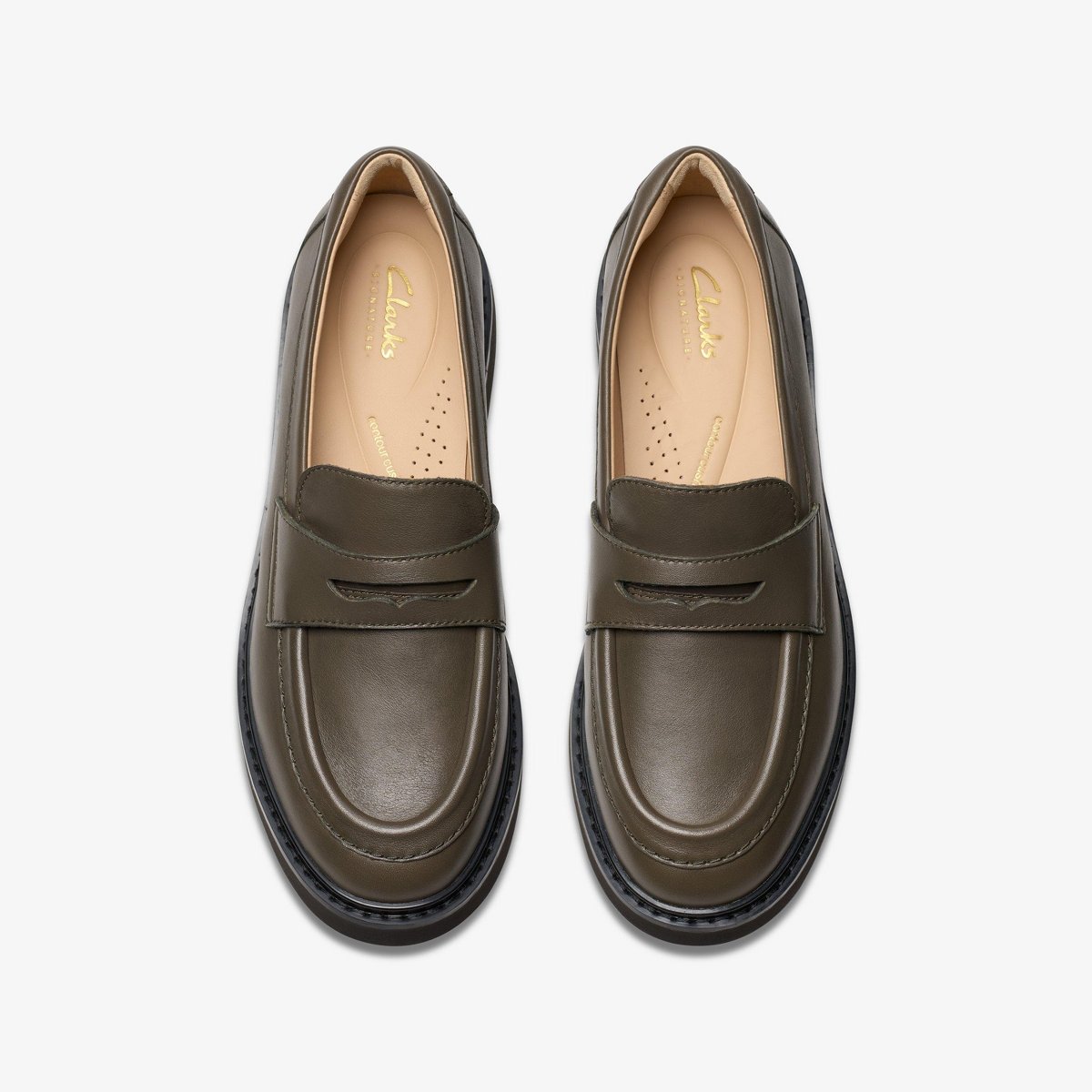 Обувь Clarks Womens Splend Edge Dark Olive Leather Shoes 8 Medium — фото 6