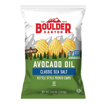 Boulder Kettle Cooked Avocado Oil Canyon Cut Sea Salt Potato Chips - 5.25oz