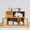 YIYIBYUS Small Bamboo Kitchen Pantry Sideboard with 2 Doors, Freestanding Countertop Storage Cabinet-24.4"W - 3 of 4