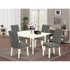 HomeStock 5-Pc Linen White Finish Solid Wood Top - Dining Room Set with Dropleaf - Seats 4 - 2 of 4