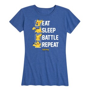 Women's - Pokémon - Eat Sleep Battle Repeat Short Sleeve Graphic T-Shirt - 1 of 4