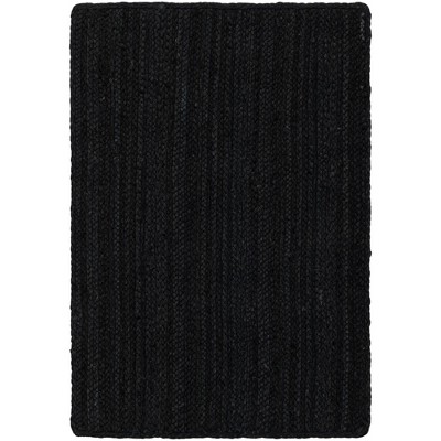 Handmade Black Braided Jute 2x3 Indoor Area Rug