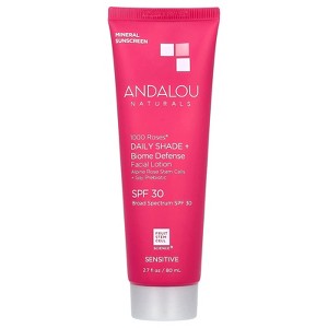 Andalou Naturals 1000 Roses, Daily Shade + Biome Defense, Facial Lotion, SPF 30, 2.7 fl oz (80 ml) - 1 of 4