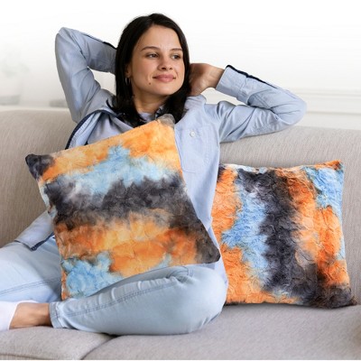 Multicolored Faux Fur 18" x 18" Throw Pillow Set
