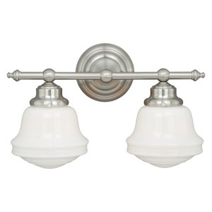 VAXCEL Huntley LED Compatible Farmhouse Bathroom Vanity Wall Fixture White Schoolhouse Glass - 1 of 4