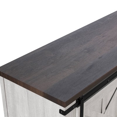 Coast-to-Coast Sliding Barn-Door TV Stand in Saw Cut-Off White