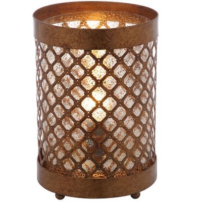 Elegant Borden Gold Mesh Hurricane Lamp Set, 11.5"