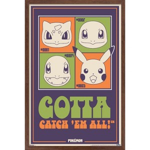 Trends International Pokemon: Groovy Vibes - Gotta Catch 'Em All! Framed Wall Poster Prints - 1 of 4