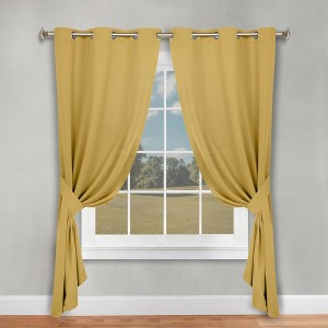 Classic Modern Solid Room Darkening Semi-Blackout Curtains, Grommets, Set of 2 by Blue Nile Mills - 1 of 4