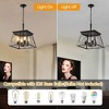4-Light Kitchen Island Lighting,Metal & Rustic Wood Modern Dining Room Chandelier Over Table with Adjustable Chains,Ceiling Pendant for Dining Room - 3 of 4