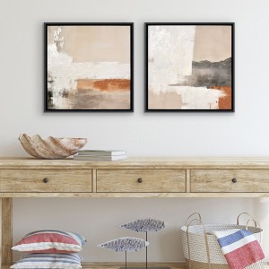 Americanflat 16x16 Abstract Canvas Wall Art with Hand-Painted Accents - Set of 2 - Beige, Brown, Grey and White - 1 of 4