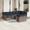 vidaXL Patio Sofa Set with Cushions 13 Piece, Sectional Sofa with Glass Table, Outdoor Conversation Set, Modern Style, Gray Poly Rattan - 2 of 4