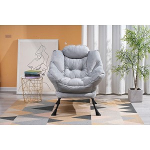 Living Room Chairs Modern Cotton Fabric Lazy Chair, Accent Contemporary Lounge Chair, Single Steel Frame Leisure Sofa Chair with Armrests Light Gray - 1 of 1